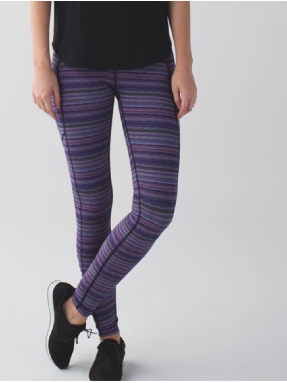 Lululemon Purple Striped Ruched Pocket Legging Womens 6